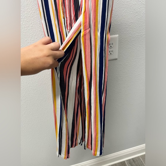 Xhiliration Multicolor Linen Pants with Tie Slit Legs Shorts Underneath Size XS - Picture 3 of 6